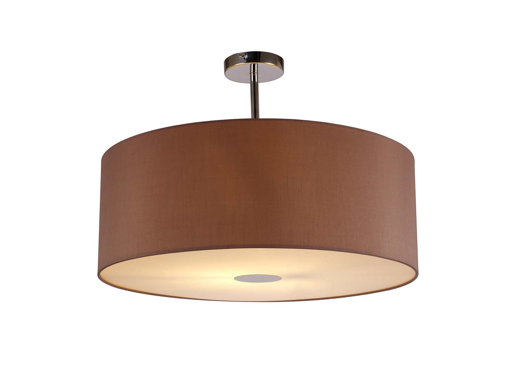 DK0113  Baymont 60cm Semi Flush 1 Light Polished Chrome; Taupe/Halo Gold; Frosted Diffuser